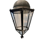 Tara Shaw 19th century French lantern in aged iron and glass with a classic architectural silhouette.