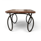 Tara Shaw early 20th-century French coffee table with a red veined marble top and sculptural curly metal base.