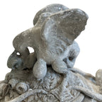 Tara Shaw 19th-century French stone Pot a Feu garden urn with detailed sculptural bird finial and aged patina.