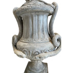 Tara Shaw 19th-century French stone Pot a Feu urn with aged patina and classical sculptural detailing.