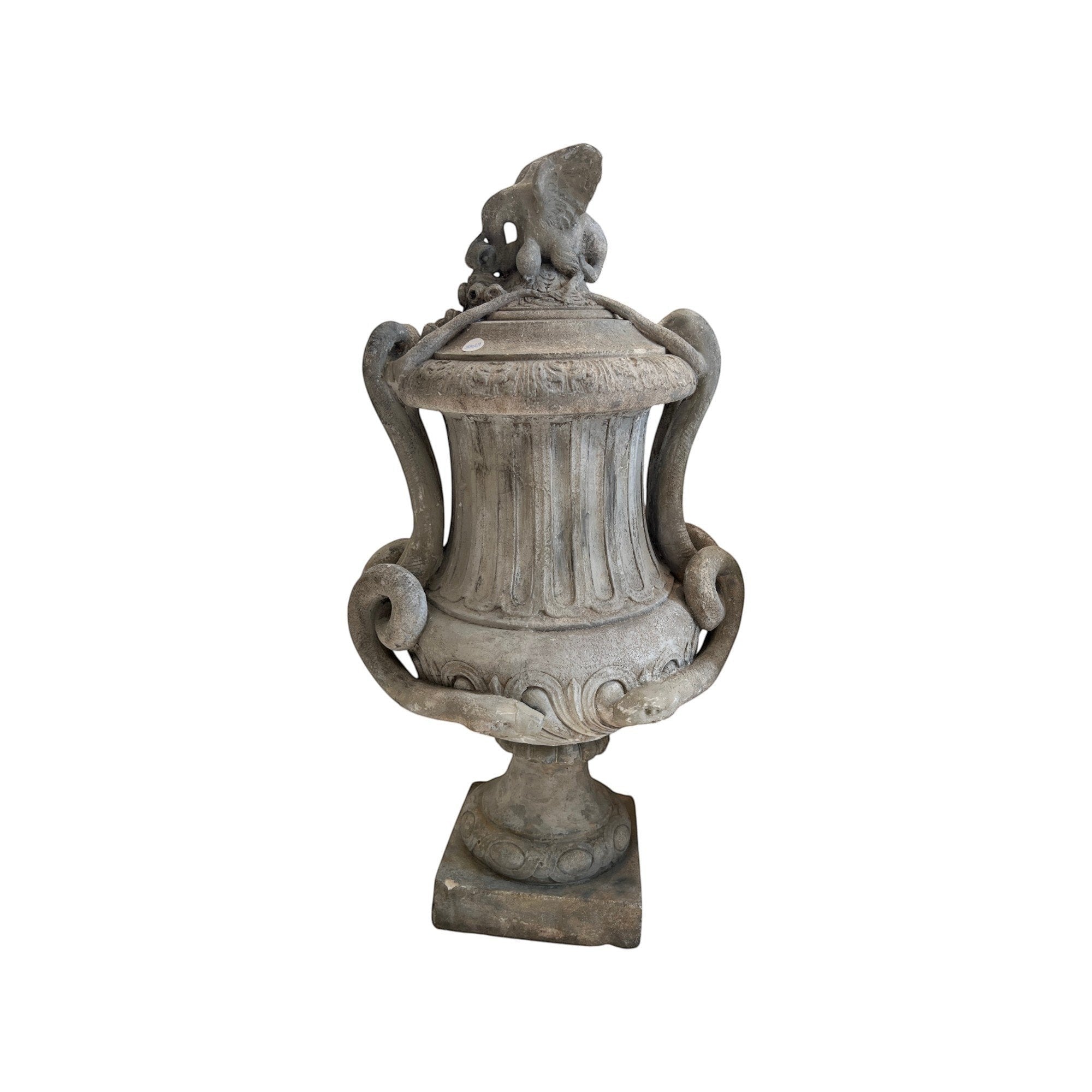 Tara Shaw 19th-century French stone Pot a Feu urn with aged patina and classical sculptural detailing