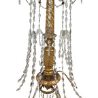 Tara Shaw 18th century Genoese chandelier with gold gilded carved wood center column and cascading crystal drops