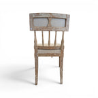 Tara Shaw 18th century Swedish Gustavian chair with distressed wood finish and neutral linen upholstered seat