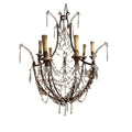 Tara Shaw 19th century Italian Empire chandelier with a giltwood and iron frame and draped crystal basket accents.
