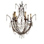 Tara Shaw 19th century Italian Empire chandelier with a giltwood and iron frame and draped crystal basket accents.