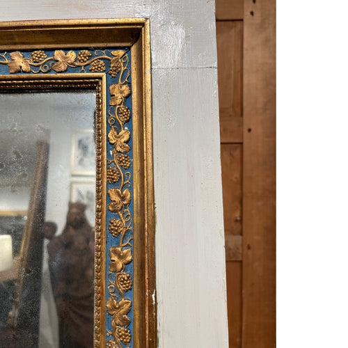 Tara Shaw 18th-century French Louis XVI Directoire mirror with blue and gold grape vine frame detail