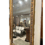 Tara Shaw 18th-century French Louis XVI Directoire mirror with gold gilded frame, blue accents, and aged patina.