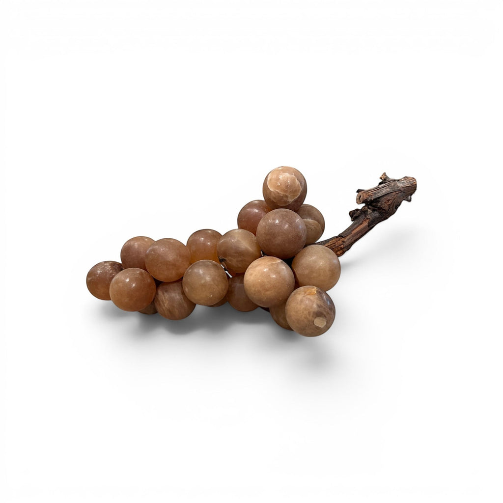 Tara Shaw medium alabaster grapes decorative object with translucent stone texture and organic vine stem detail.