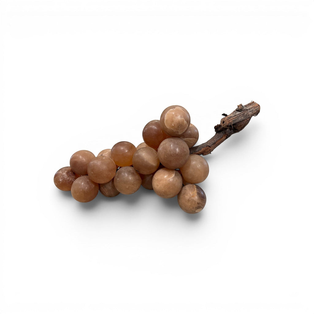 Tara Shaw medium decorative alabaster grapes with translucent stone texture and organic brown stem on white background