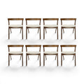 Tara Shaw set of 8 mid-century Italian dining chairs with dark wood frames and cream upholstered seats