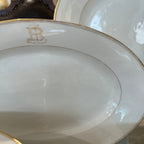 Tara Shaw French china service plate with elegant gold monogrammed B and delicate gold rim detailing