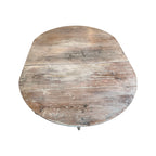 Tara Shaw 19th-century Swedish drop leaf table with a distressed grey painted finish and oval wooden top.