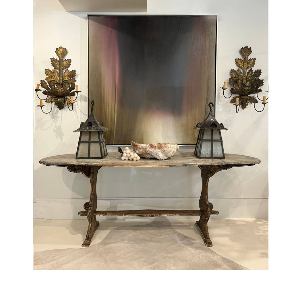 Tara Shaw 18th century Swedish drop leaf table with weathered patina and elegant wooden craftsmanship