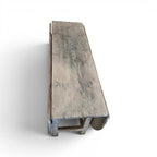 Tara Shaw 19th-century Swedish drop leaf table with a distressed grey painted finish and timeworn wood texture.