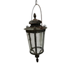 Tara Shaw 18th century Venetian bronze lantern with aged patina and glass panels, featuring an elegant hanging design.