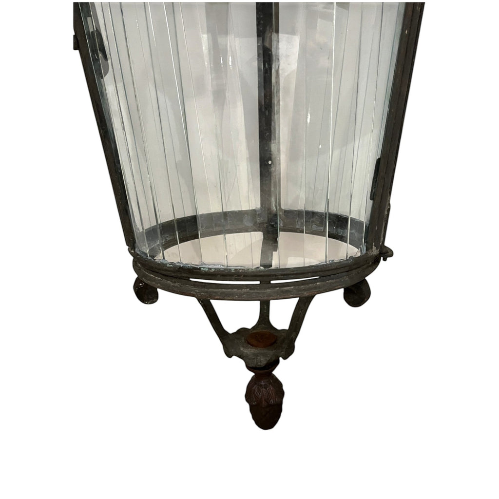 Tara Shaw 18th century Venetian bronze lantern with aged patina and vertical glass panels