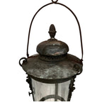 Tara Shaw 18th century Venetian bronze lantern with aged patina, glass panels, and a decorative arched handle.