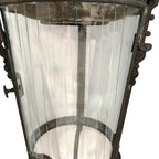 Tara Shaw 18th century Venetian bronze lantern with vertical glass panels and a rich aged patina.