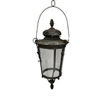Tara Shaw 18th century Venetian bronze lantern with aged patina, fluted glass panels, and elegant hanging loop.