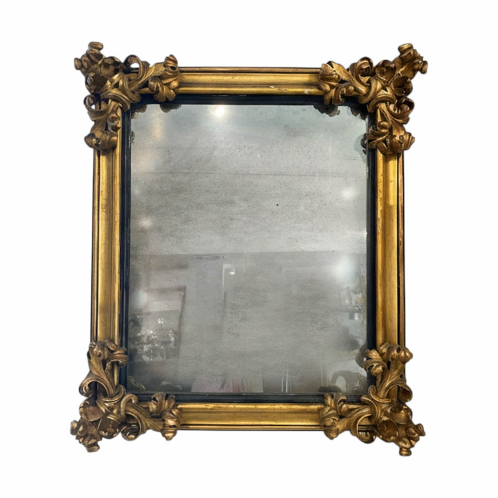 Tara Shaw 18th-century style Venetian mirror with ornate gold carved frame and antique glass finish
