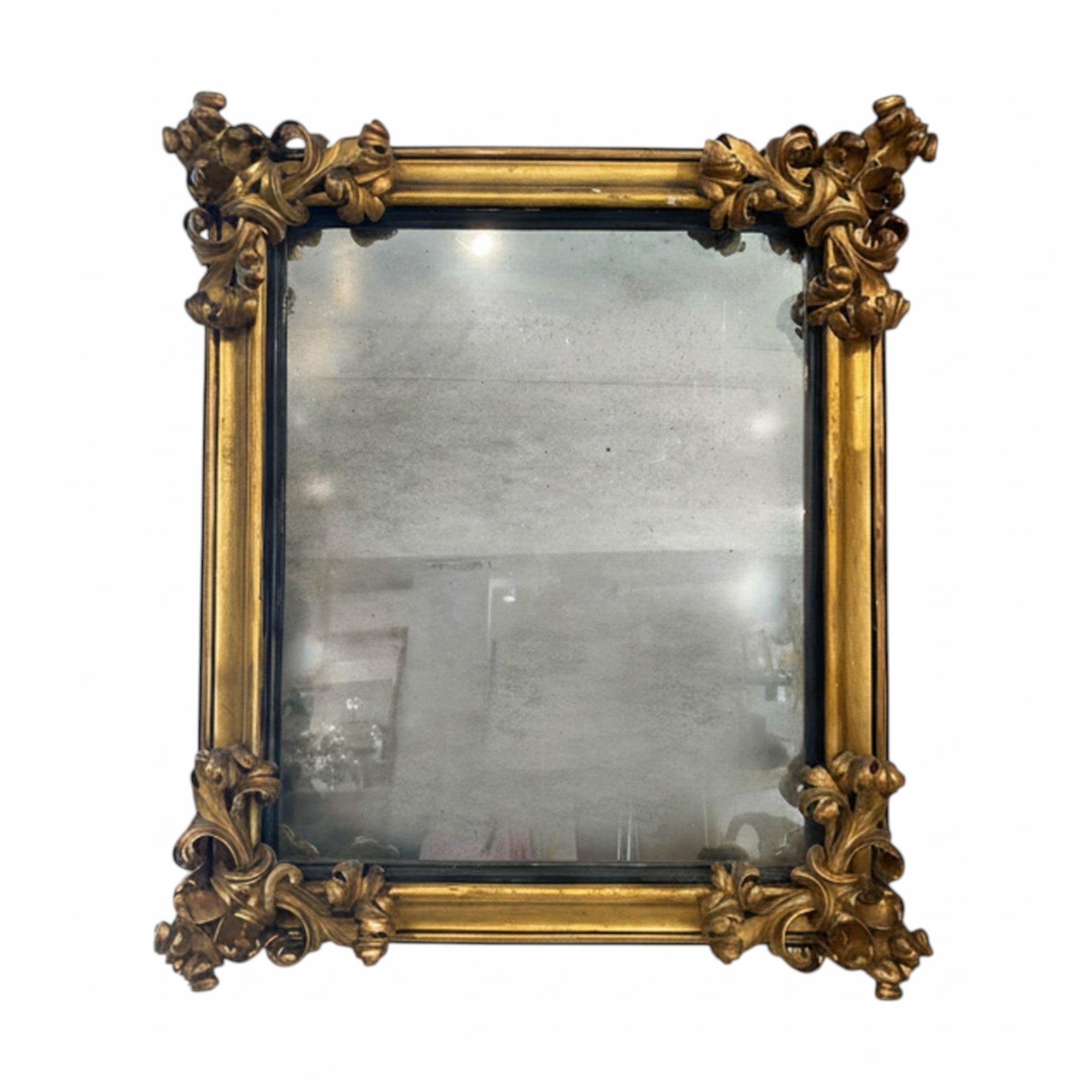 Tara Shaw 18th-century style Venetian mirror with ornate gold carved frame and antique glass finish
