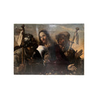 Tara Shaw 17th century Venetian oil painting of Jesus and the Pilgrims at Emmaus with dramatic lighting and patina.