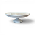 Tara Shaw antique 19th century European white ironstone pedestal cake plate with a smooth glazed finish.