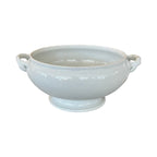 Tara Shaw 19th century European white ironstone tureen bowl with side handles on a pedestal base