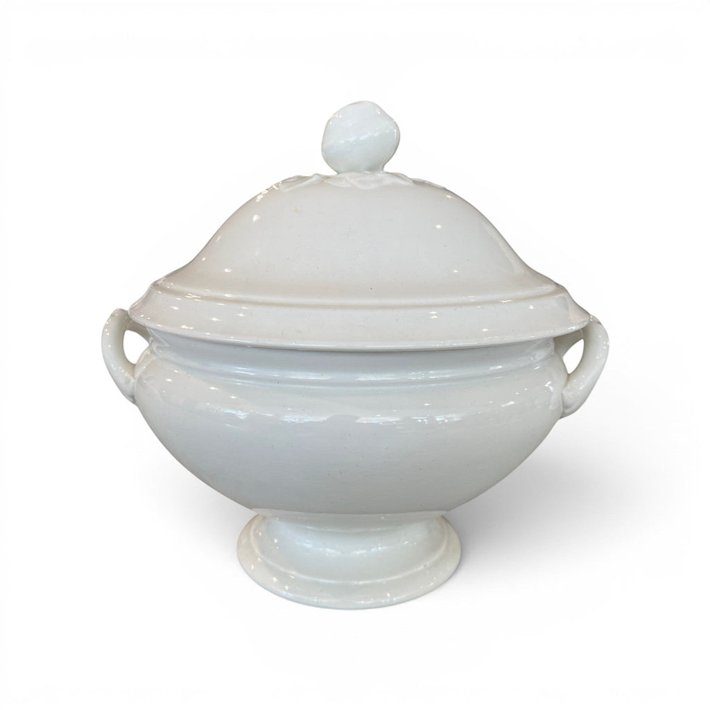 Tara Shaw 19th century white ironstone tureen with lid and sculpted rose finial
