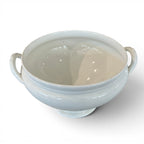 Tara Shaw 19th century European white ironstone tureen bowl with side handles and a classic pedestal base