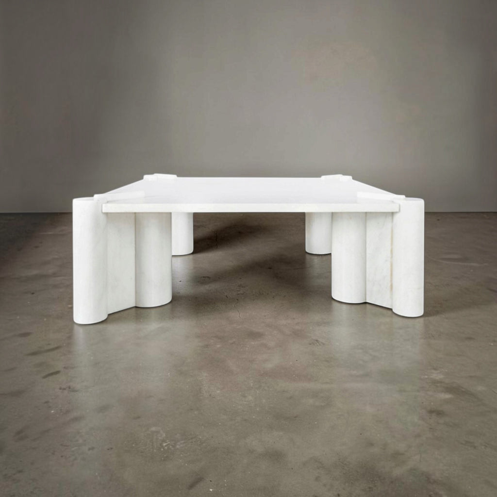 Mid-Century Gae Aulenti White Marble Coffee Table