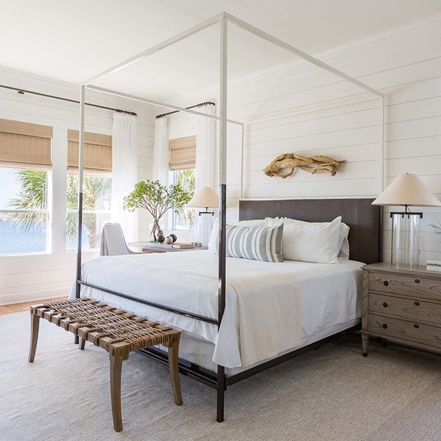Maison Two Tone Canopy Bed with Linen Headboard