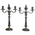 Pair Silver Double Candlesticks
