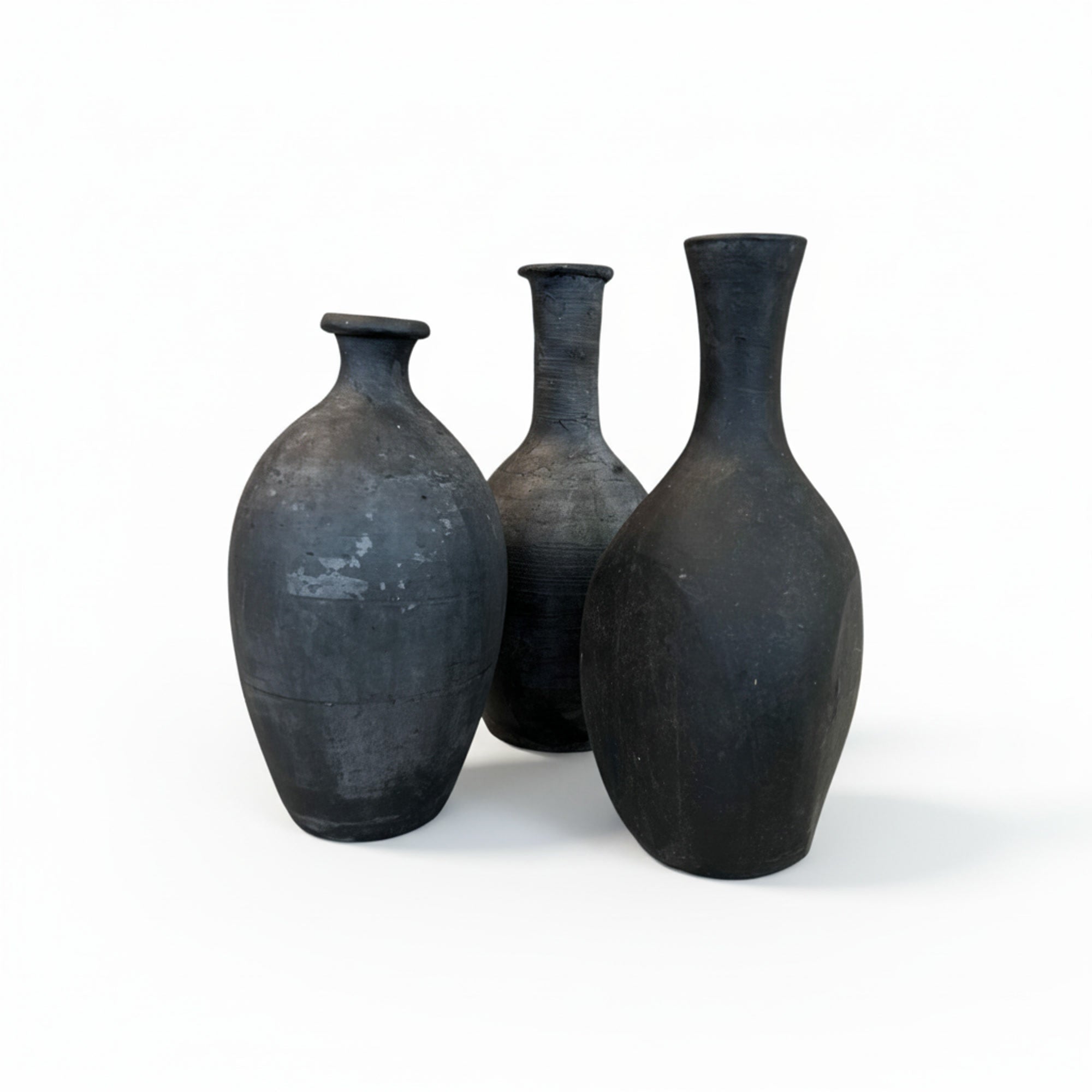 Set of 3 Small Black Vases